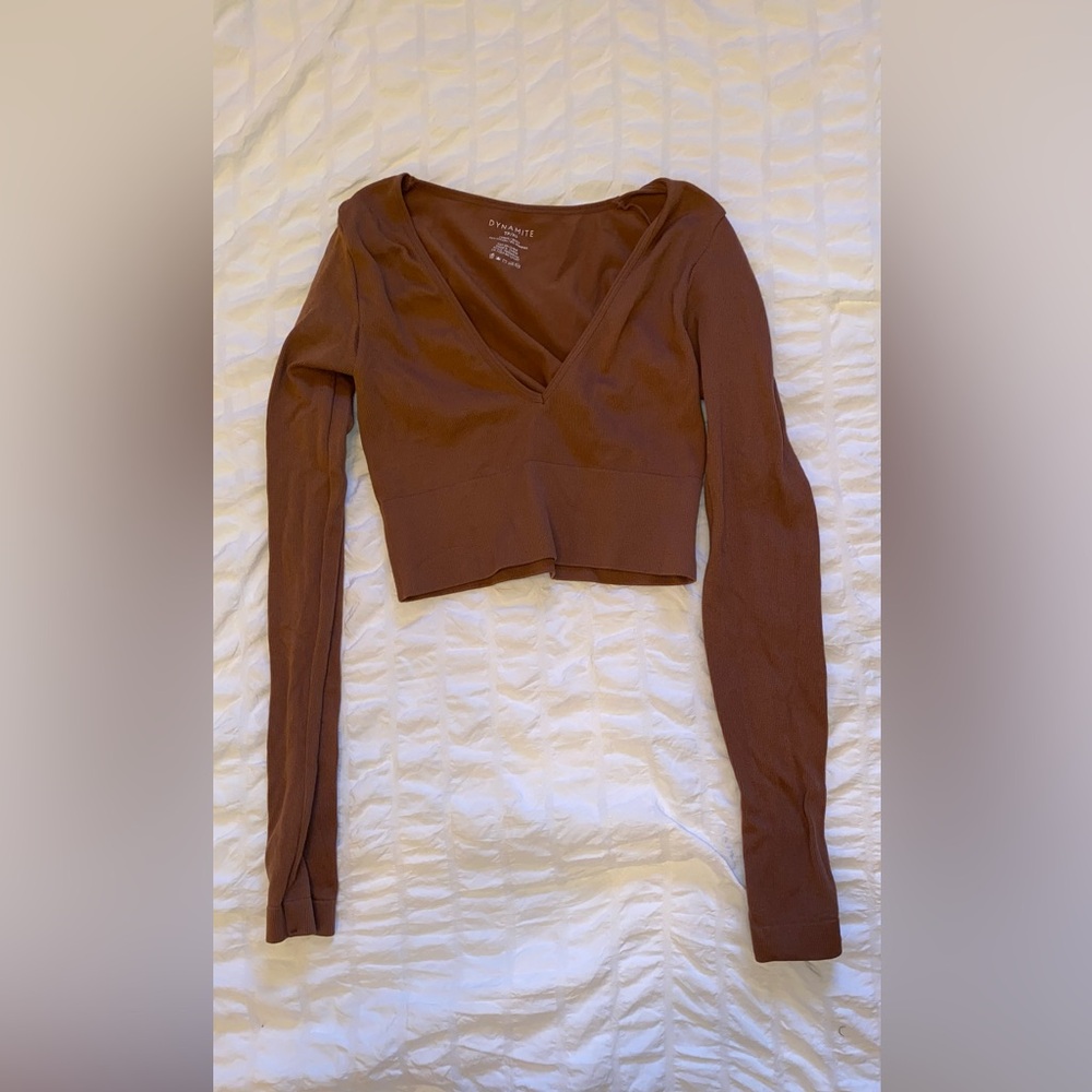 Brown long sleeve crop top